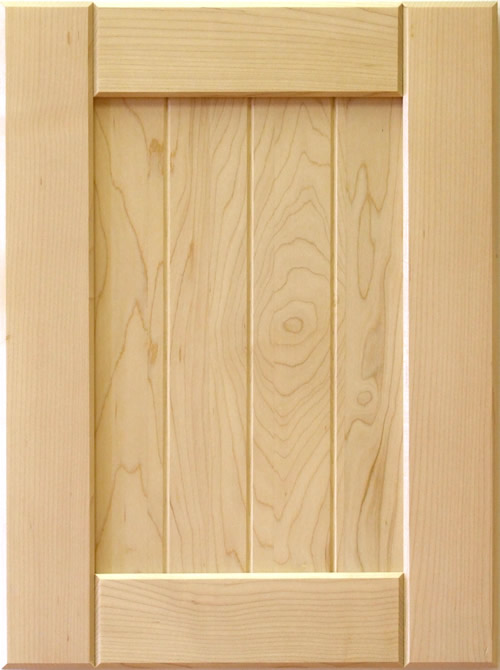 Mission shaker cabinet door with V-groove panel in maple